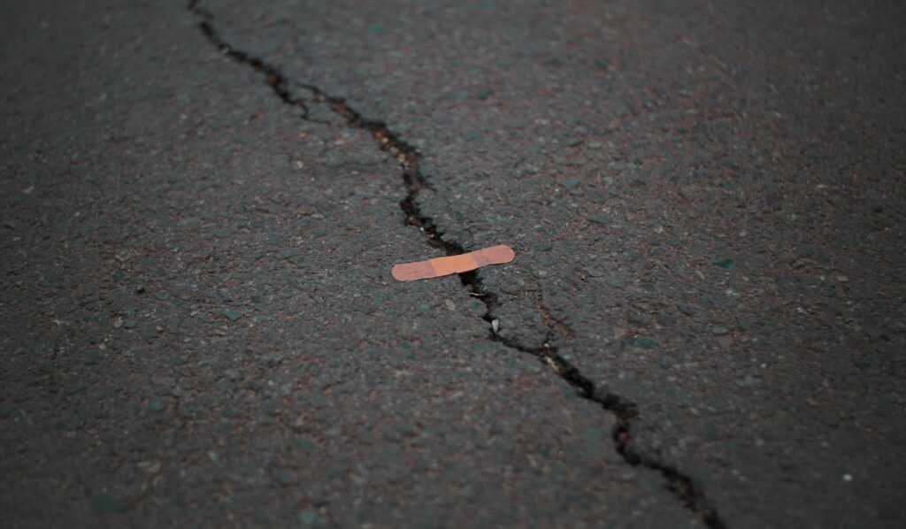 Crack in concrete with bandage - How To Repair Cracks in Concrete Crack in concrete with bandage - How To Repair Cracks in Concrete